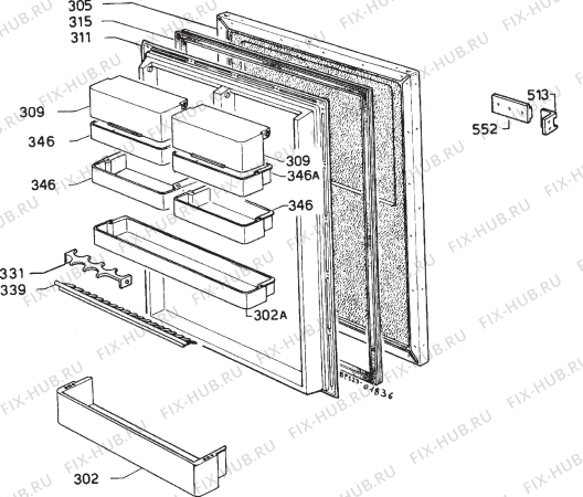 Взрыв-схема холодильника Zanussi ZI6161-1 - Схема узла Door 003